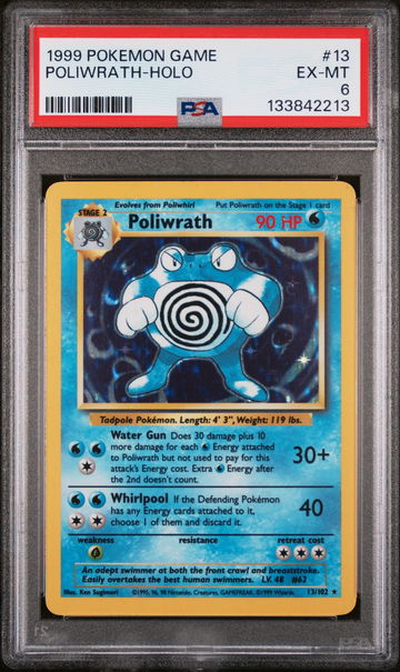 1999 Pokemon Base Set Holo Poliwrath #13 PSA 6