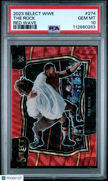 2023 Panini Select WWE The Rock #274 Red Wave PSA 10