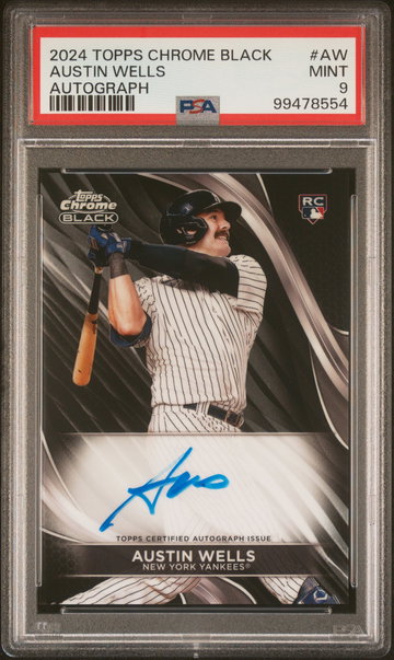 2024 Topps Chrome Black Autograph Austin Wells #AW PSA 9
