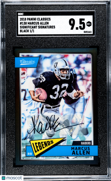 2018 Panini Classics Marcus Allen #138 Significant Sigs. Black SGC 9.5