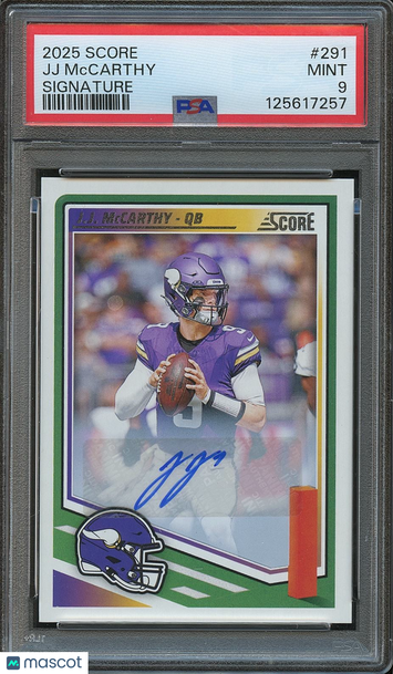 2025 Score J.J. McCarthy #291 [Base] Base Set PSA 9