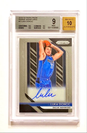 2018-19 Panini Prizm Luka Doncic Rookie Signatures Auto BGS 9/10 Mint