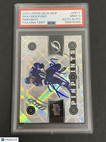 2022 Upper Deck MVP Pinpoints Brayden Point #PP17 PSA 9 Auto A