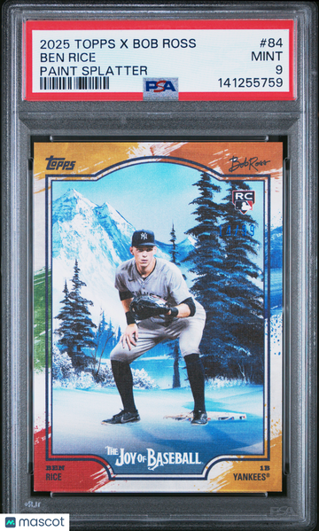 2025 Topps X Bob Ross The Joy Of Baseball Ben Rice #84 Paint Splatter /99 PSA 9