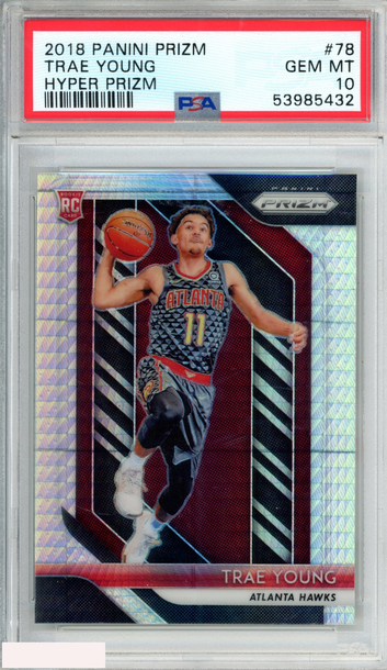 2018 PANINI PRIZM TRAE YOUNG #78 HYPER PRIZM ROOKIE RC HAWKS PSA 10 GEM MT