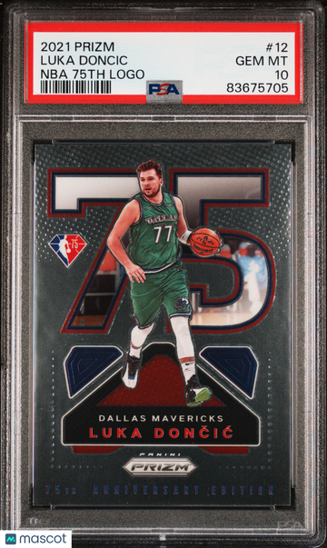 2021 Panini Prizm NBA 75th Logo Luka Doncic #12 PSA 10