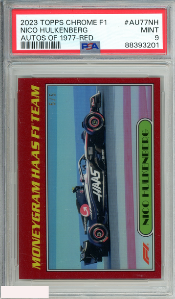 2023 TOPPS CHROME F1 NICO HULKENBERG#AU77NH AUTOS OF 1977-RED 5 OF 5 PSA 9