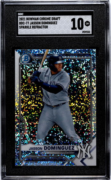 2021 Bowman Chrome Draft Sparkle Refractor Jasson Dominguez #BDC-77 SGC 10