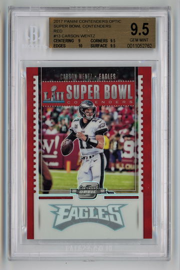2017 Panini Contenders Optic Super Bowl Contenders Red /49 Carson Wentz BGS 9.5 Pop 2!!
