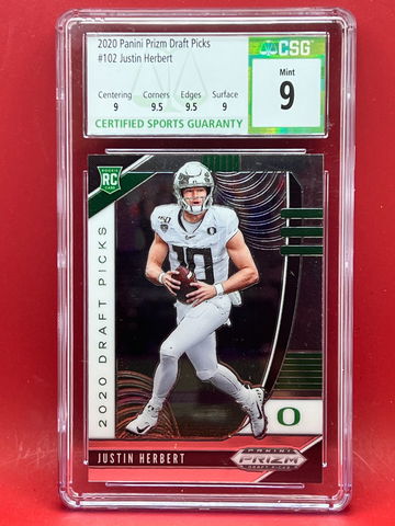 2020 Panini Prizm Draft Picks Justin Herbert #102 ROOKIE Rookie CSG 9