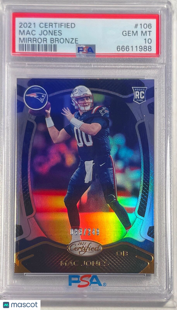 2021 Panini Certified Mac Jones #106 Mirror Bronze PSA 10