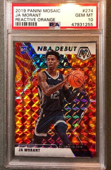 2019-20 Panini Mosaic JA Morant Reactive Orange Debut PSA 10