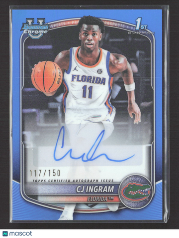 2025 Topps Bowman Chrome University CJ Ingram #CPA-CI Blue Refractor 1st Bowman 117/150 Auto