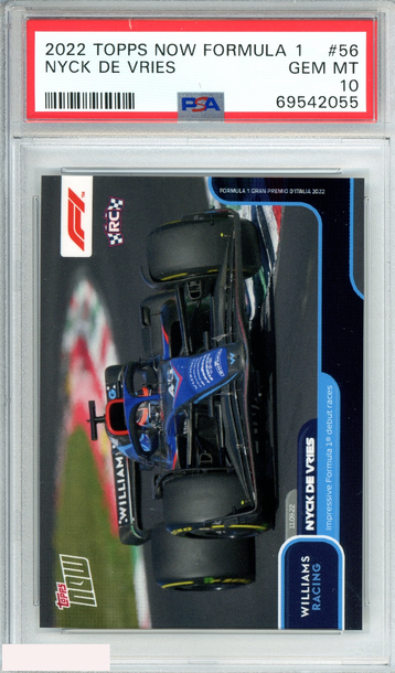 2022 TOPPS NOW F1 NYCK DE VRIES #56 WILLIAMS RACING ROOKIE RC PSA 10 GEM MINT