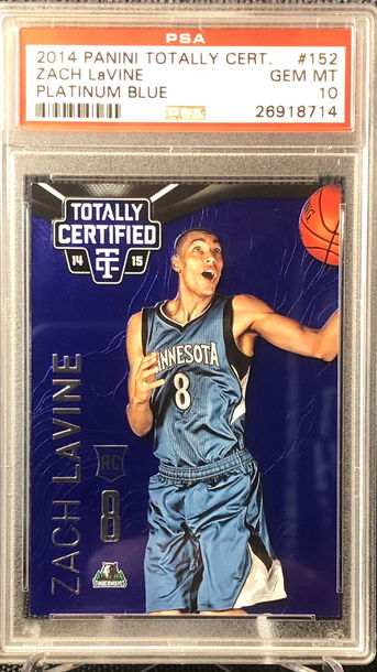 ZACH LAVINE PSA 10 💎PANINI TOTALLY CERTIFIED PLATINUM BLUE 2014 /149 MINT ROOKIE POP1📈