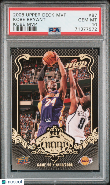 2008 Upper Deck MVP Kobe MVP Kobe Bryant #87 PSA 10