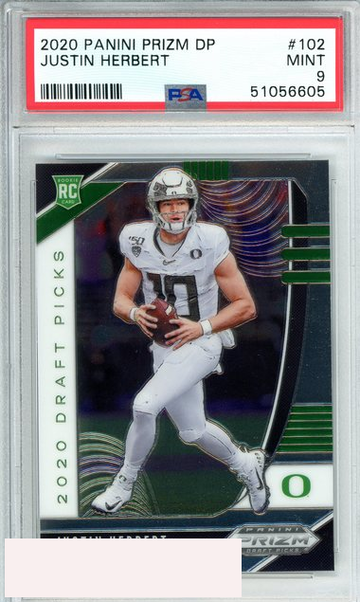 2020 PANINI PRIZM DP JUSTIN HERBERT #102 L A CHARGERS ROOKIE RC PSA 9 MINT