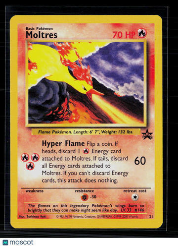 2000 Wizards Moltres Holo Black Star Promo #21