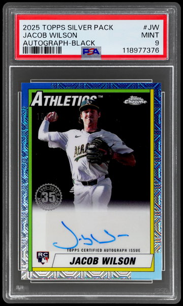2025 Topps Silver Pack Jacob Wilson '90 Chrome Promo Autograph Black PSA 9