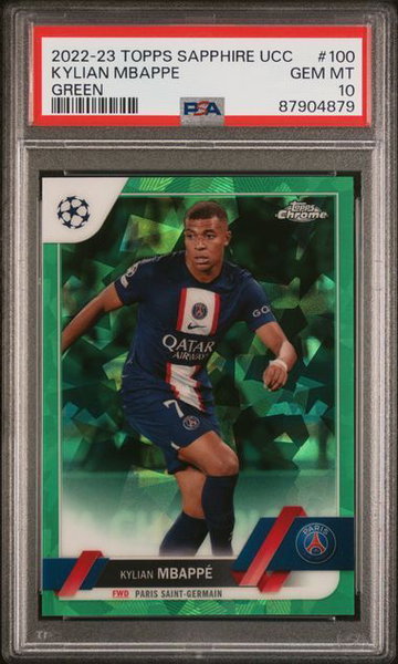 2022 Topps Sapphire UCC | Kylian Mbappe | Green | 57/70 | PSA 10