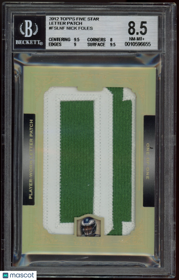 2012 Topps Five Star Nick Foles #FSLNF Letter Patch /1 Short Print Rookie Low Pop BGS 8.5