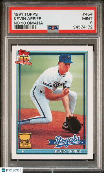 1991 Topps Kevin Appier #454 No 90 Omaha PSA 9