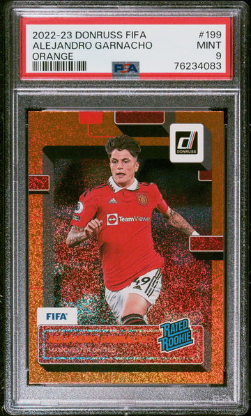 2022 PANINI DONRUSS FIFA ALEJANDRO GARNACHO ORANGE #199 RC ROOKIE PSA 9
