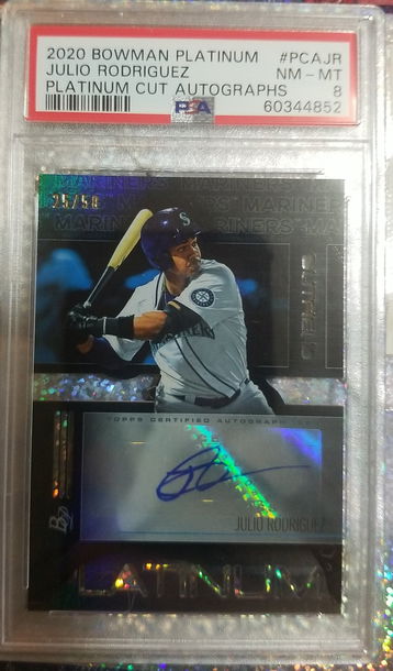 Julio Rodriguez #25/50 2020 Bowman Platinum Cut Auto PSA 8 Rookie of the Year!📈.