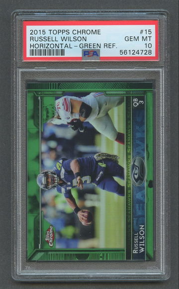 2015 Topps Chrome Green Refractor RUSSELL WILSON #15 PSA 10 GEM MT
