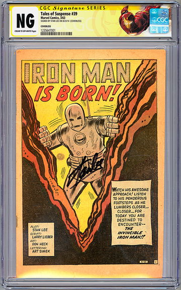 TALES OF SUSPENSE #39 CGC-SS *SIGNED BY STAN LEE* 1ST IRON MAN *COVERLESS* 1963