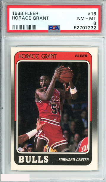 1988 FLEER HORACE GRANT #16 CHICAGO BULLS ROOKIE RC PSA 8 NM-MT