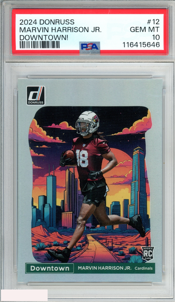 2024 PANINI DONRUSS DOWNTOWN! MARVIN HARRISON JR #12 ROOKIE RC PSA 10 GEM MT