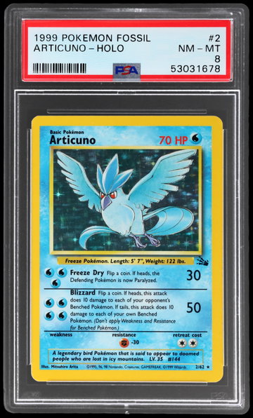 1999 Pokemon Fossil Articuno Holo PSA 8