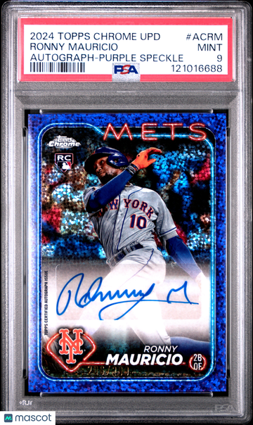2024 Topps Chrome Update Chrome Baseball Update Series Autographs Ronny Mauricio #ACRM Purple Speckle /299 Short Print R