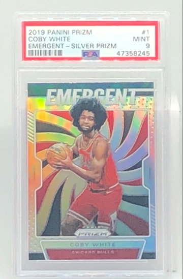 Coby White 2019 Panini Prizm Emergent Silver PSA 9