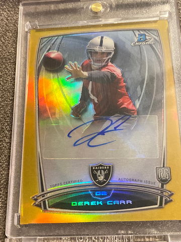 2014 Bowman Chrome Derek Carr Rookie Gold Refractor Auto #19/50 