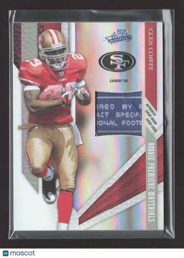 2009 Panini Absolute Memorabilia Rookie Premiere Materials Glen Coffee #222 Laundry Tag Authentic Event-Worn Event-Used