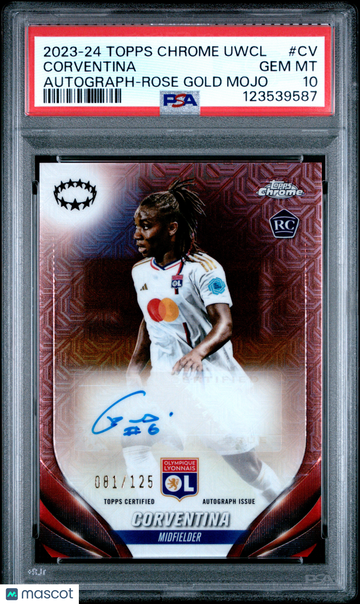 2023-24 Topps Chrome UEFA Women's Champions League Chrome Corventina #CV Rose Gold Mojo /125 Rookie PSA 10
