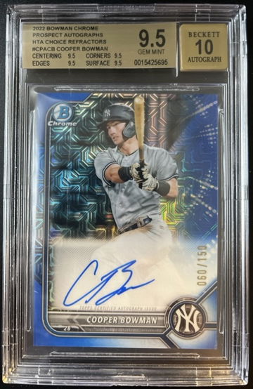 2022 Bowman Chrome Prospect Autographs Hta Choice Refractors Cooper Bowman #CPACB BGS 9.5