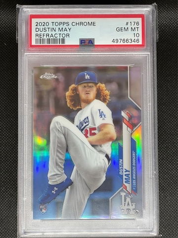PSA 10 2020 Topps Chrome Dustin May Refractor #176 RC Dodgers