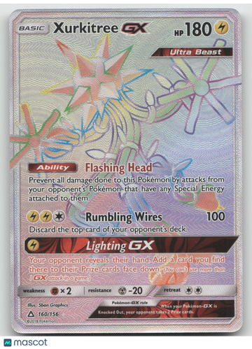 2018 Ultra Prism Xurkitree GX Rainbow Secret Rare #160/156
