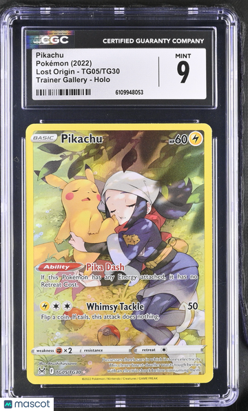 2022 Pokemon Lost Origin Pikachu Holo CGC 9 #TG05/TG30