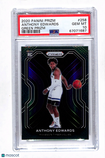 2020 Panini Prizm Anthony Edwards #258 Green PSA 10