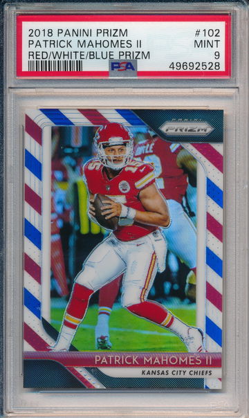 2018 Panini Prizm Red White Blue Prizm Patrick Mahomes II #102 PSA 9 MINT