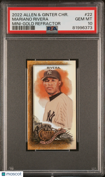 2022 Topps Allen & Ginter Chrome Mariano Rivera #22 Mini Gold Refractor /50 Refractor SN PSA 10