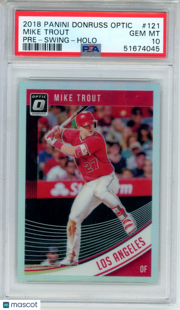 2018 Panini Donruss Optic Mike Trout #121 Pre Swing Holo PSA 10