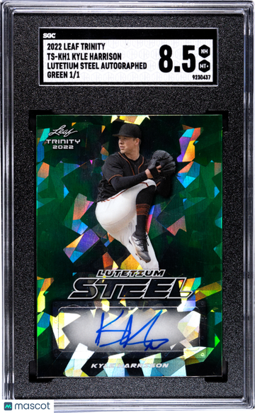 2022 Leaf Trinity Kyle Harrison #TS-KH1 Lutetium Steel Autograph Green 1 1 SGC 8.5