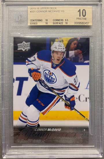 CONNOR MCDAVID 2015 UPPER DECK YOUNG GUNS ROOKIE BGS 10 PRISTINE