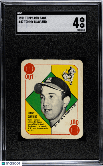 1951 Topps Red Back Tommy Glaviano #47 SGC 4