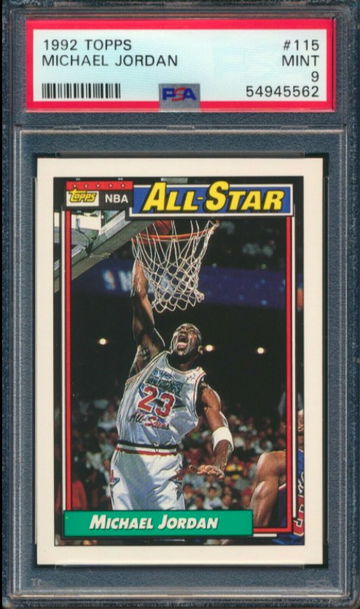 1992-93 Topps #115 Michael Jordan All-Star Chicago Bulls Graded PSA 9 Mint